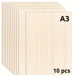 MissKraft - Lot De 10 Planches A3 En Contreplaqué - 3 Mm