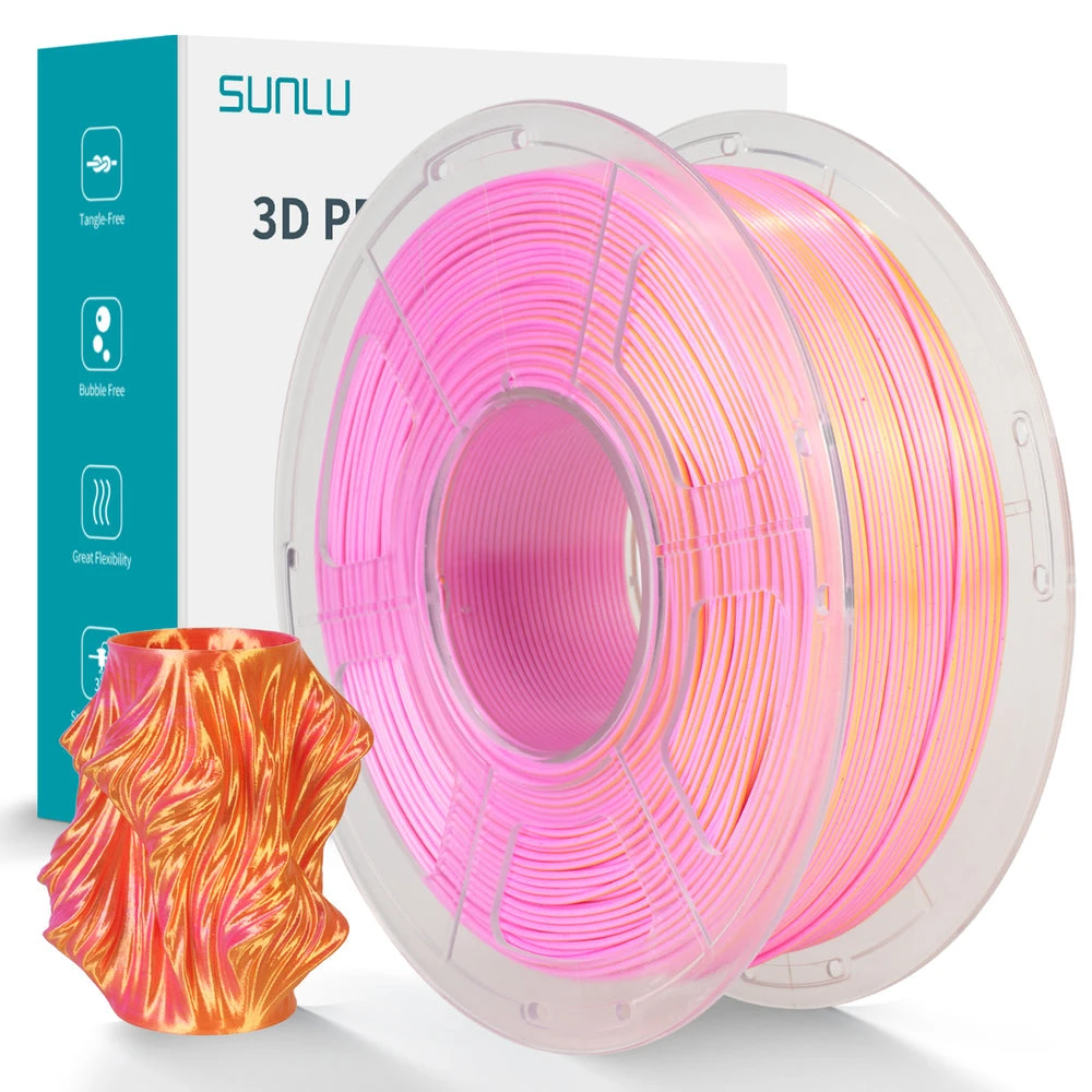 Sunlu - Silk PLA+ Dual - Rose/Or (Gold Pink) -1,75 Mm - 1 Kg 1 Sunlu - Silk PLA+ Dual - Rose/Or (Gold Pink) -1,75 Mm - 1 Kg