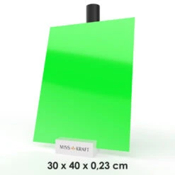 MissKraft - Plexiglass PMMA Acrylique - Vert Néon - 30 X 40 Cm - Ép. 2,3 Mm