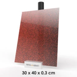 MissKraft - Plexiglass PMMA Acrylique - Rouge Pailleté - 30 X 40 Cm - Ép. 3 Mm