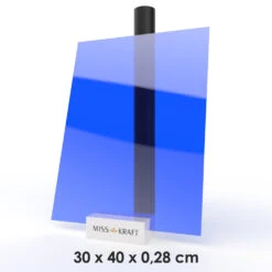 MissKraft - Plexiglass PMMA Acrylique - Bleu Foncé Transparent - 30 X 40 Cm - Ép. 2,8 Mm