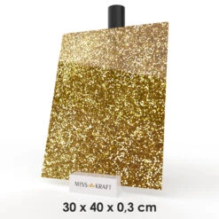 MissKraft - Plexiglass PMMA Acrylique - Or Argenté Pailleté - 30 X 40 Cm - Ép. 3 Mm