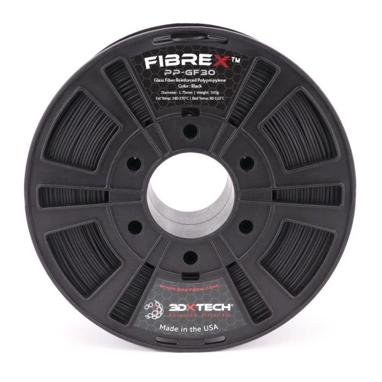 3DXTech - FIBREX PP-GF30 - Noir (Black) - 1.75 Mm - 500 G 1 3DXTech - FIBREX PP-GF30 - Noir (Black) - 1.75 Mm - 500 G