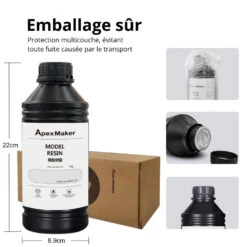 ApexMaker - Résine Standard (Model Resin) - Gris (Gray) - 1 Kg -3D Prima Boutique ApexMaker Resine Standard Gris 8