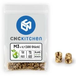 CNC Kitchen - Inserts Filetés M3x5.7 Standard - Lot De 100 Pièces