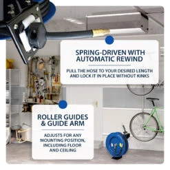 Cyclone Pneumatic CP3688 3/8” X 50’ Retractable Air Hose Reel W/ Rubber Hose -3D Prima Boutique CP3688 4