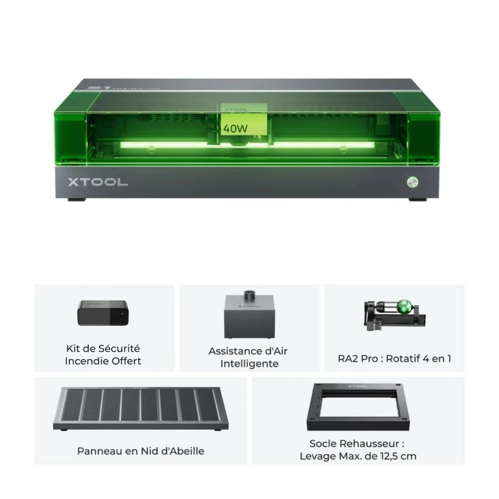 XTool -S1 40W - Kit De Luxe Avec Kit De Sécurité OFFERT 1 XTool -S1 40W - Kit De Luxe Avec Kit De Sécurité OFFERT