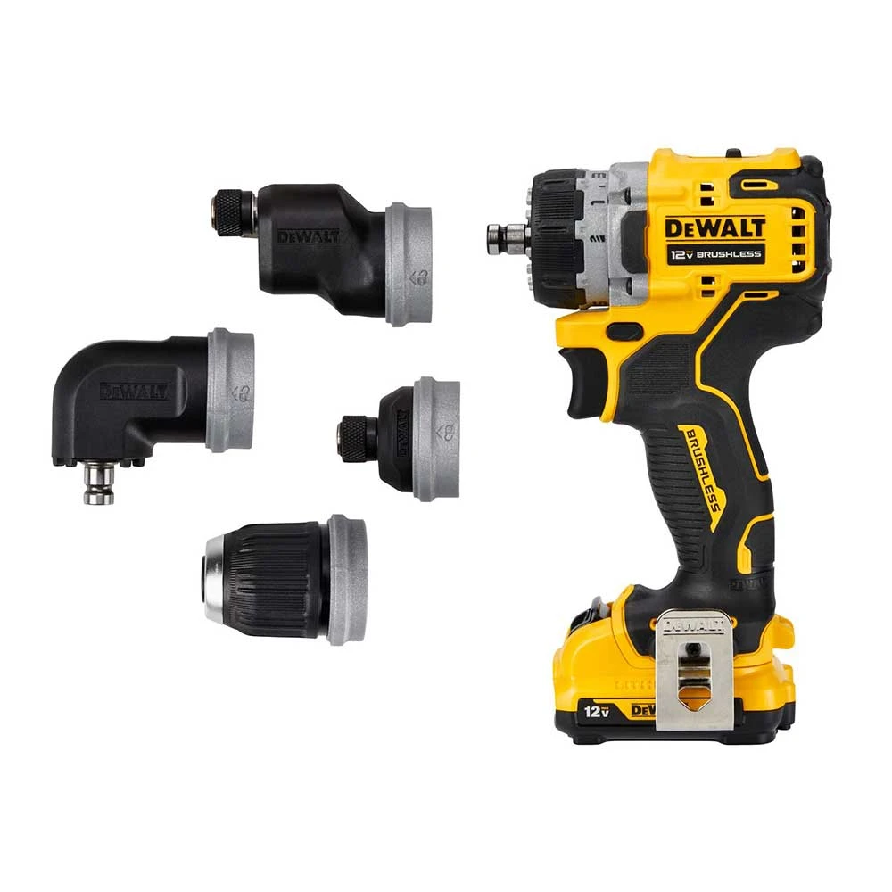 DeWALT DCD703F1 12V XTREME 5 In 1 Brushless Cordless Multi-Head Drill/Driver Kit 4 DeWALT DCD703F1 12V XTREME 5 In 1 Brushless Cordless Multi-Head Drill/Driver Kit – Image 4
