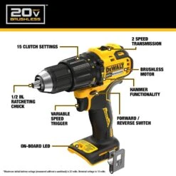 DeWALT DCD798D1 20V MAX 1/2" Brushless Cordless Li-Ion Hammer Drill Kit -3D Prima Boutique DCD798D1 3