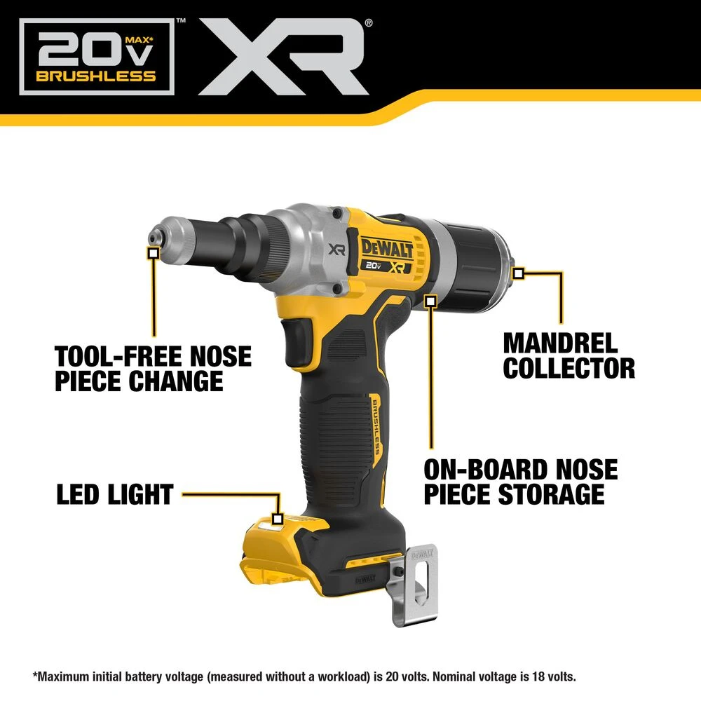 DeWALT DCF414B 20V MAX XR 1/4" Brushless Cordless Rivet Tool - Bare Tool 2 DeWALT DCF414B 20V MAX XR 1/4" Brushless Cordless Rivet Tool - Bare Tool – Image 2