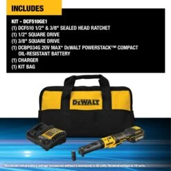 DeWALT DCF510GE1 20V MAX XR 3/8" - 1/ 2" Sealed Head Ratchet Kit W/ POWERSTACK -3D Prima Boutique DCF510GE1 2