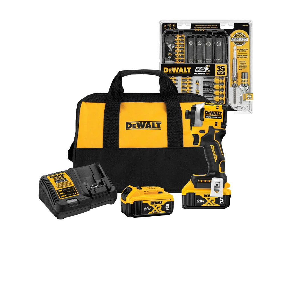 DeWALT DCF850P2-KIT 20V Atomic Impact Driver Kit W/ 35 Piece Screwdriver Set 1 DeWALT DCF850P2-KIT 20V Atomic Impact Driver Kit W/ 35 Piece Screwdriver Set