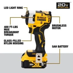 DeWALT DCF911P2 20V 1/2" Compact Impact Wrench W/ Hog Ring Anvil Kit -3D Prima Boutique DCF911P2 3
