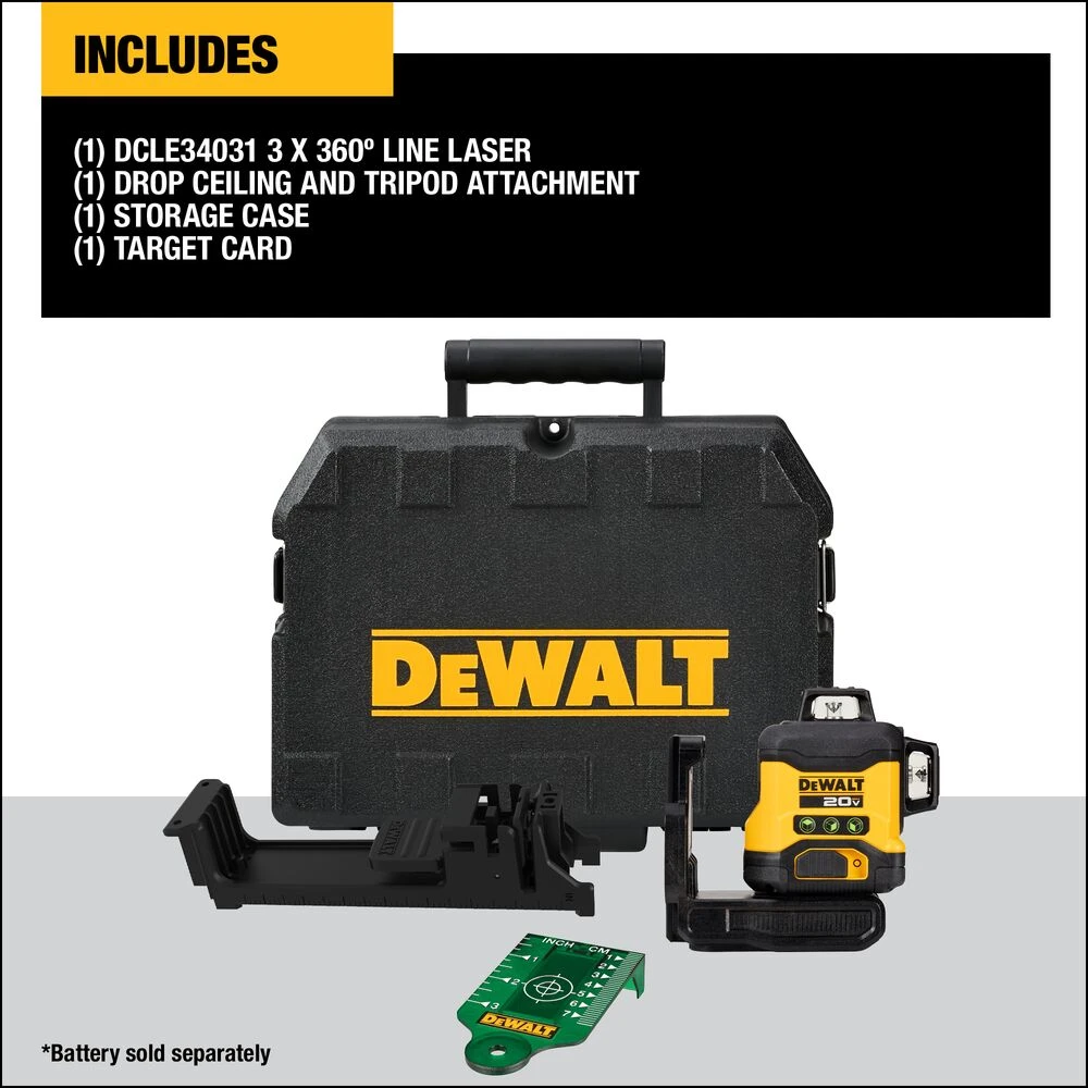DeWALT DCLE34031B 20V MAX 3 X 360 Green Line Laser - Bare Tool 2 DeWALT DCLE34031B 20V MAX 3 X 360 Green Line Laser - Bare Tool – Image 2