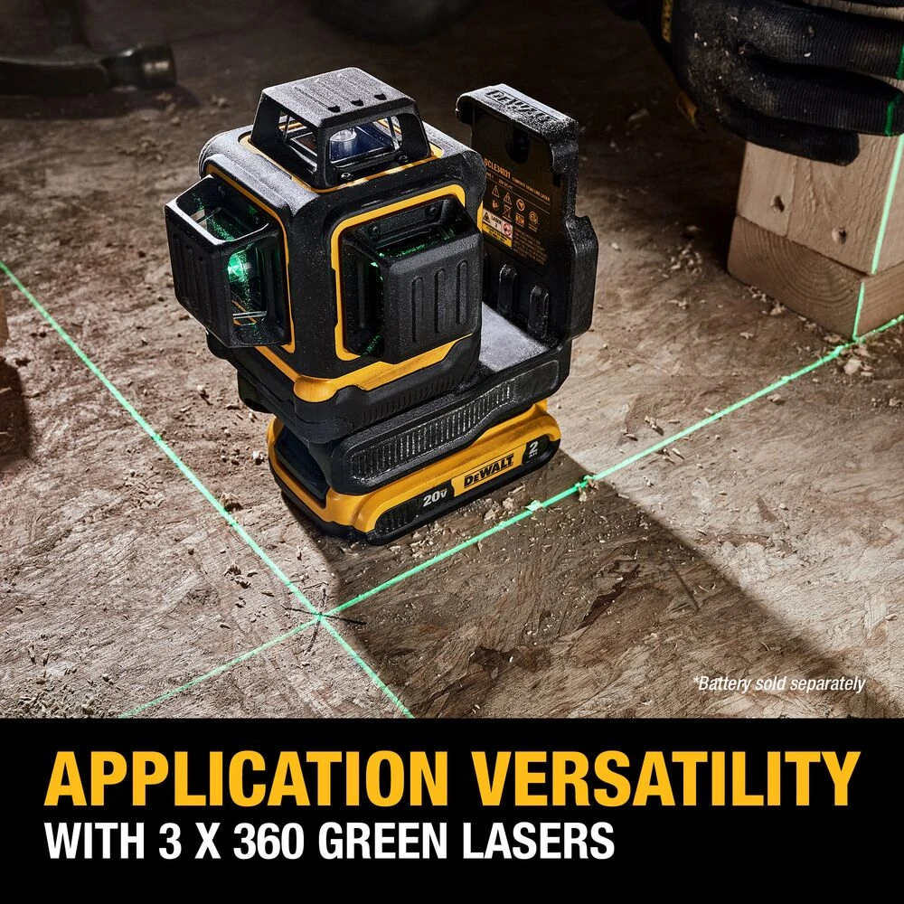 DeWALT DCLE34031B 20V MAX 3 X 360 Green Line Laser - Bare Tool 6 DeWALT DCLE34031B 20V MAX 3 X 360 Green Line Laser - Bare Tool – Image 6