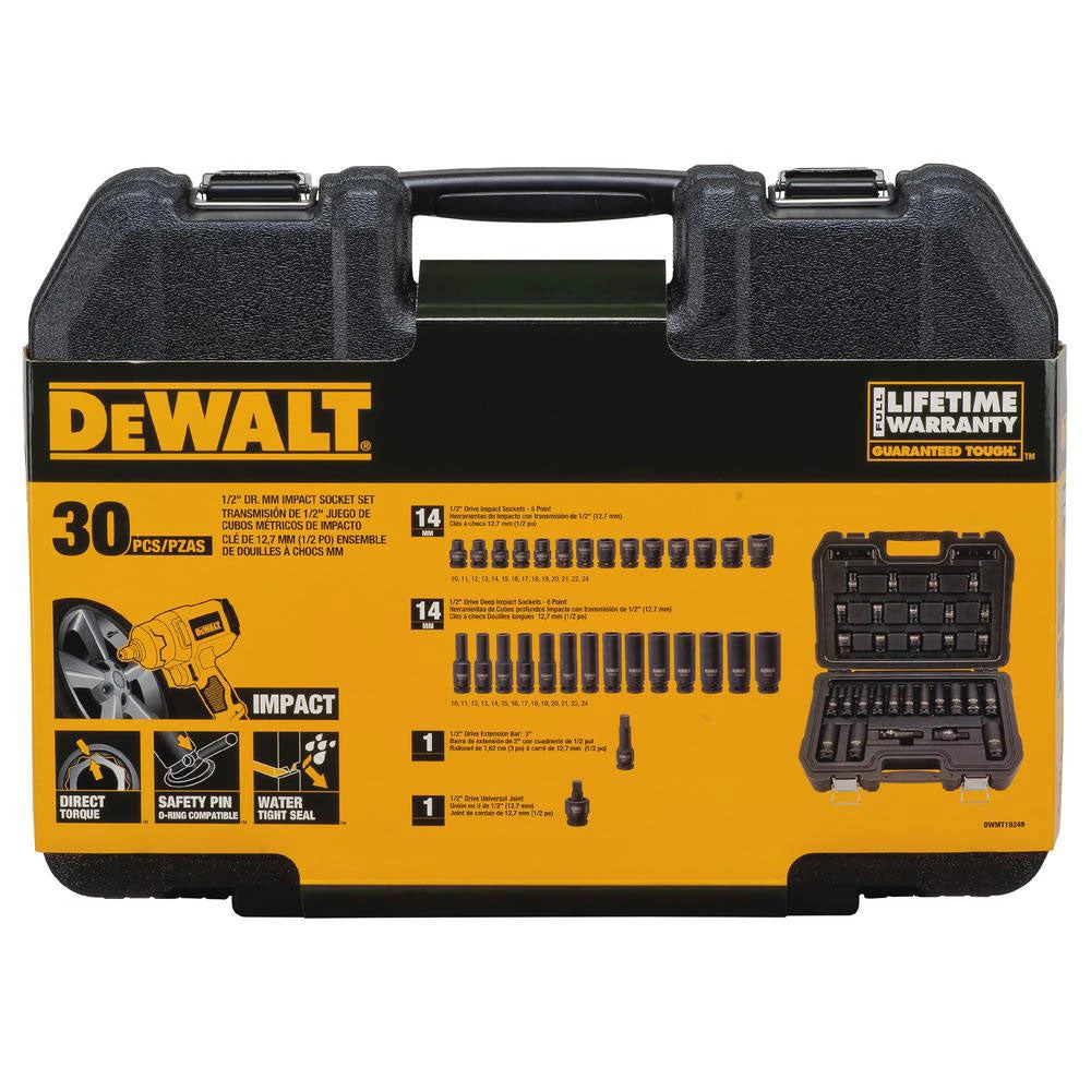 DeWALT DWMT19249 1/2" 6 PT Drive Combination Impact Socket Set - 30pc 4 DeWALT DWMT19249 1/2" 6 PT Drive Combination Impact Socket Set - 30pc – Image 4