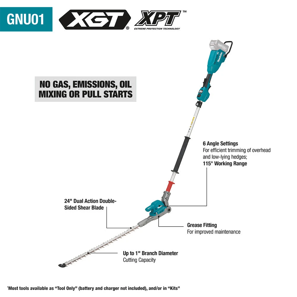 Makita GNU01T 40V Max XGT Brushless 24" Articulating Pole Hedge Trimmer Kit 5AH 3 Makita GNU01T 40V Max XGT Brushless 24" Articulating Pole Hedge Trimmer Kit 5AH – Image 3