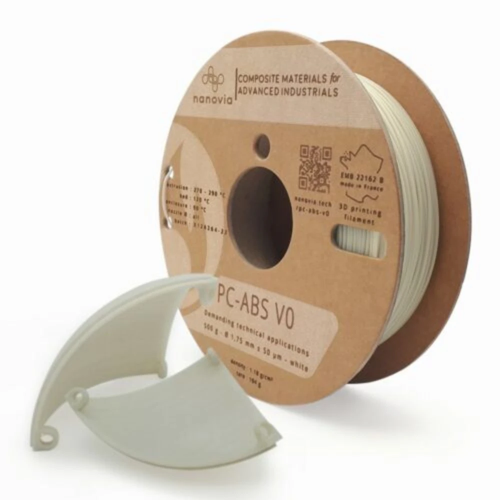 Nanovia - PC-ABS V0 (non Inflammable) - Blanc - 1,75 Mm - 500 G 1 Nanovia - PC-ABS V0 (non Inflammable) - Blanc - 1,75 Mm - 500 G