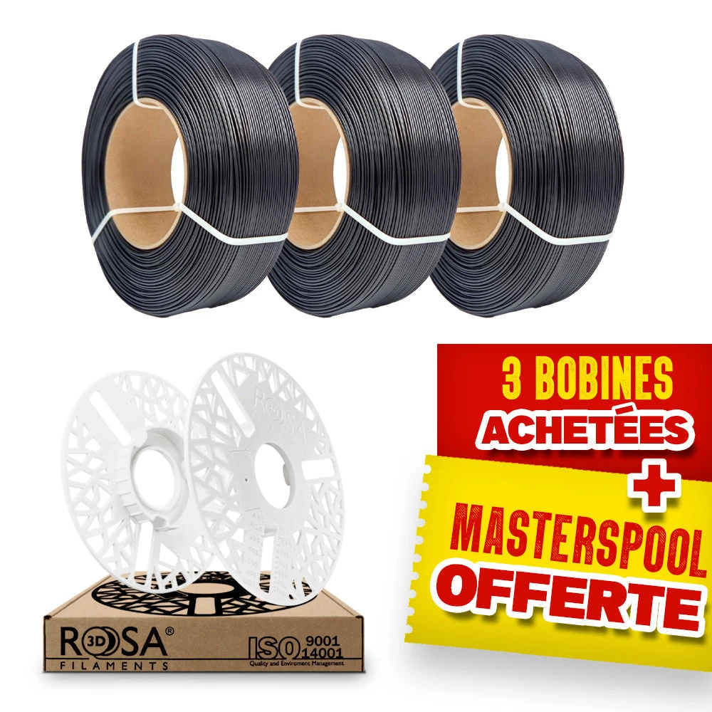 Pack Refill Rosa3D - PETG Standard HS Noir X3 + Masterspool Offerte 1 Pack Refill Rosa3D - PETG Standard HS Noir X3 + Masterspool Offerte