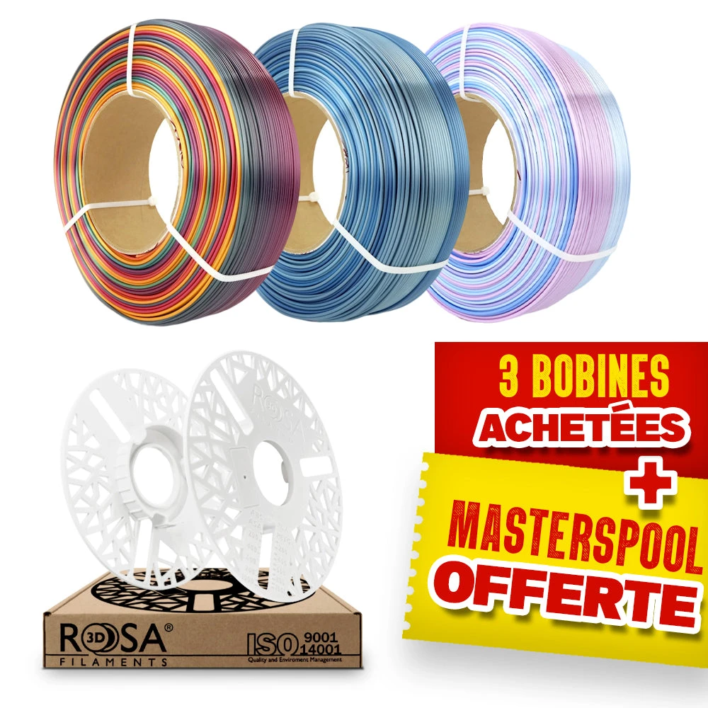 Pack Refill Rosa3D - Rainbow - PLA Multicolore X3 + Masterspool Offerte 1 Pack Refill Rosa3D - Rainbow - PLA Multicolore X3 + Masterspool Offerte