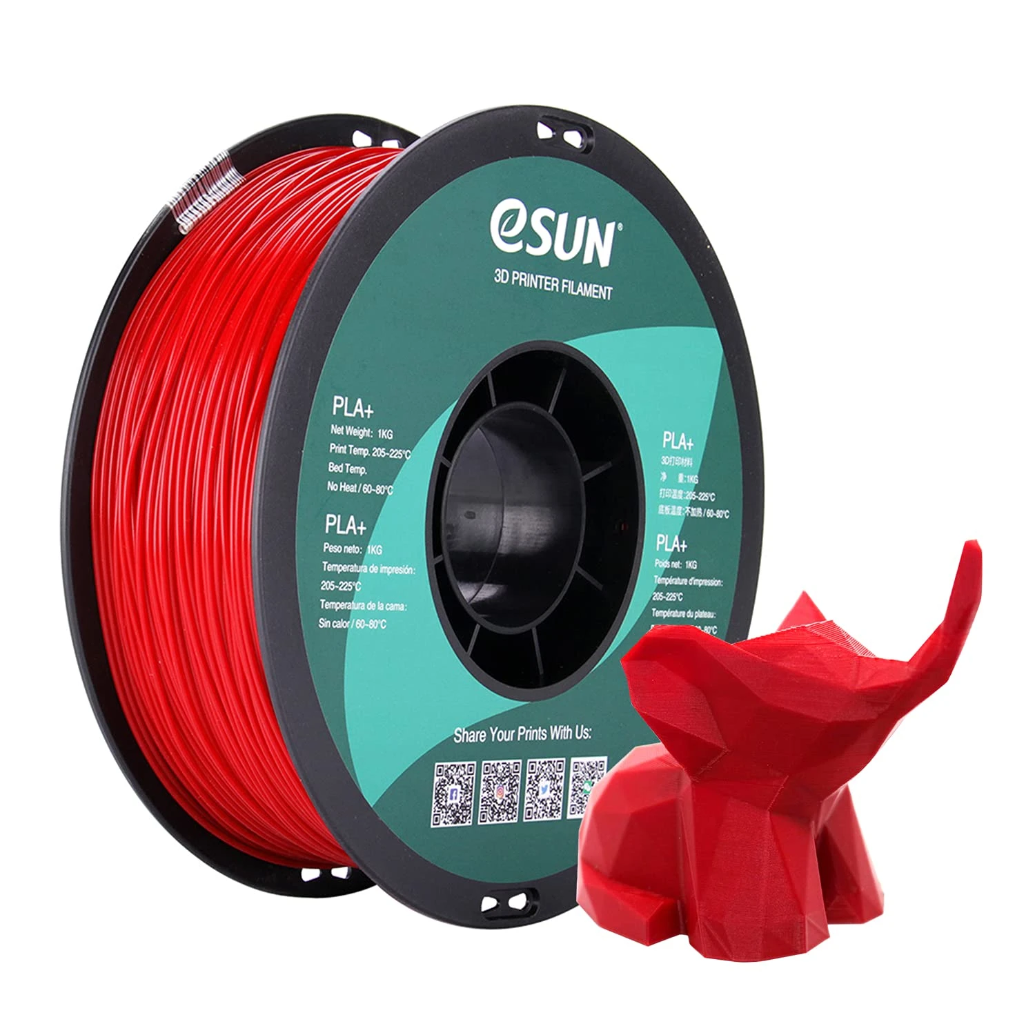 ESun - PLA+ - Rouge Pompier (Fire Engine Red) - 1,75 Mm - 1 Kg 2 ESun - PLA+ - Rouge Pompier (Fire Engine Red) - 1,75 Mm - 1 Kg – Image 2