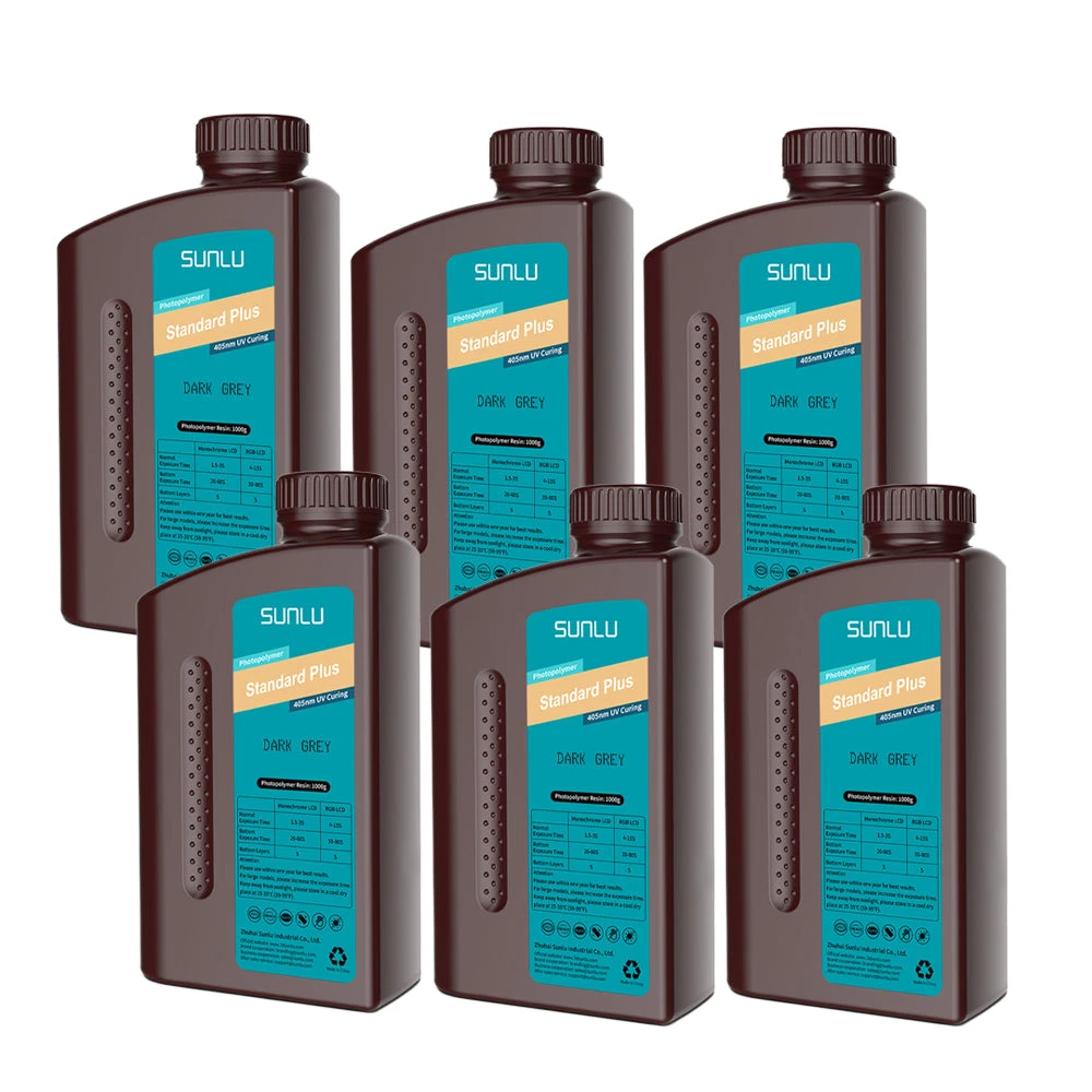Sunlu - Résine Standard Plus - Gris Foncé (Dark Grey) - 1 Kg - Lot De 6 1 Sunlu - Résine Standard Plus - Gris Foncé (Dark Grey) - 1 Kg - Lot De 6