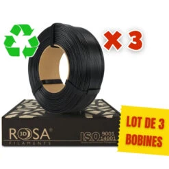 Pack Rosa3D - RPLA - Noir (Black) - 1,75 Mm - 3 X 1 Kg Refill