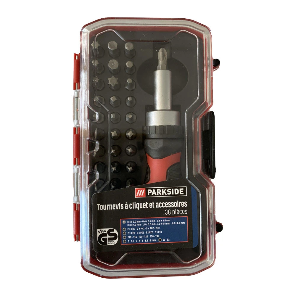 ParkSide - Tournevis à Cliquet Et Accessoires (38 Pièces) 1 ParkSide - Tournevis à Cliquet Et Accessoires (38 Pièces)