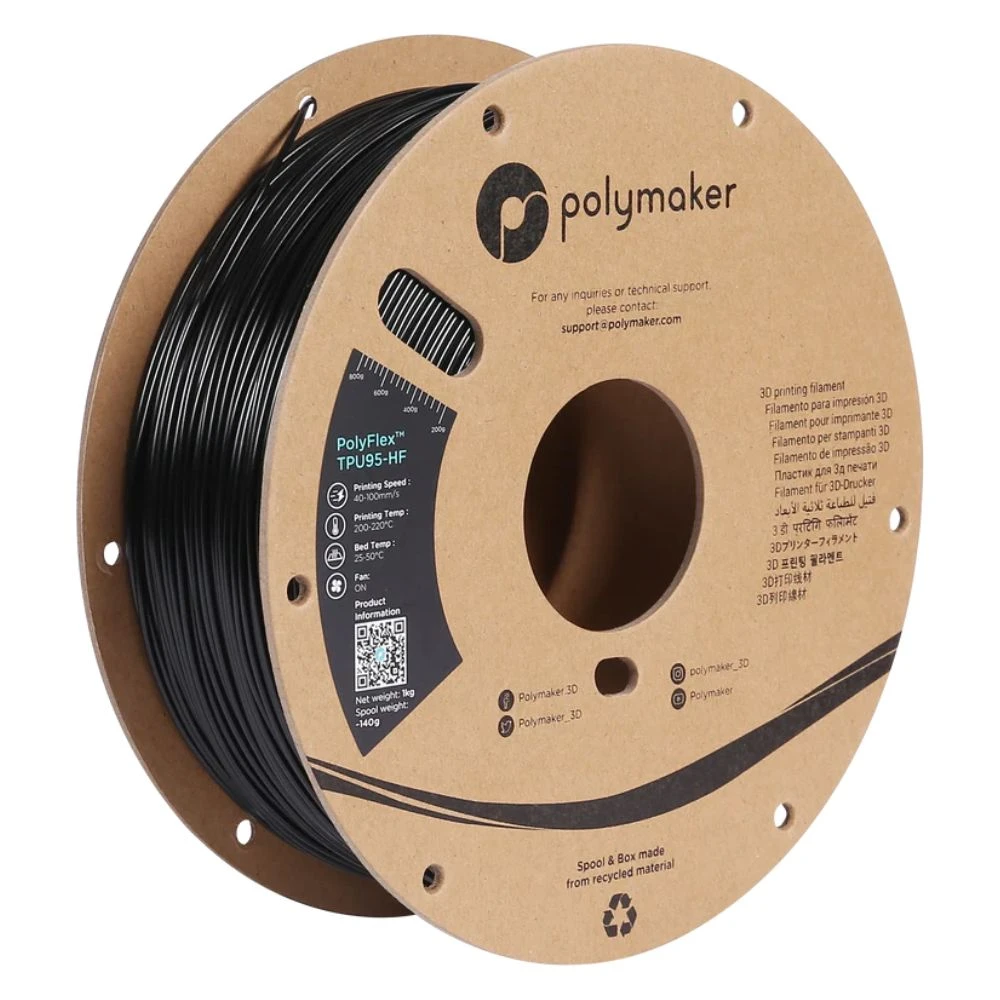 Polymaker - PolyFlex (TPU 95-HF) - Noir (Black) - 1,75 Mm - 1 Kg 1 Polymaker - PolyFlex (TPU 95-HF) - Noir (Black) - 1,75 Mm - 1 Kg