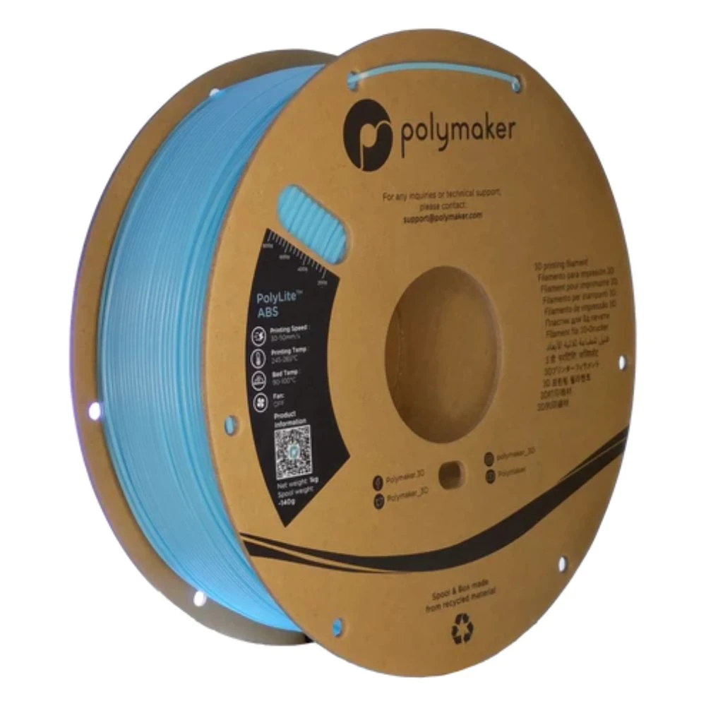 Polymaker - PolyLite ABS - Bleu Clair (Light Blue) - 1,75 Mm - 1 Kg 1 Polymaker - PolyLite ABS - Bleu Clair (Light Blue) - 1,75 Mm - 1 Kg