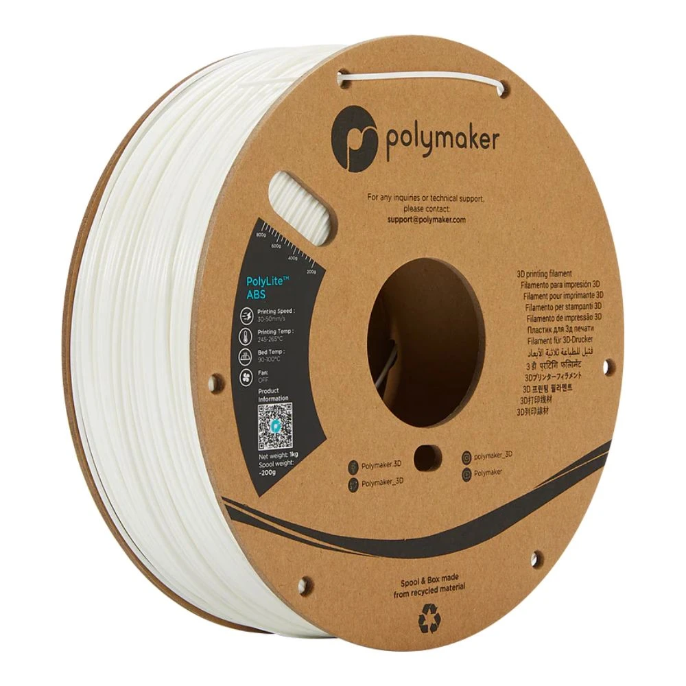 Polymaker - PolyLite ABS - Blanc (White) - 1,75 Mm - 1 Kg 1 Polymaker - PolyLite ABS - Blanc (White) - 1,75 Mm - 1 Kg