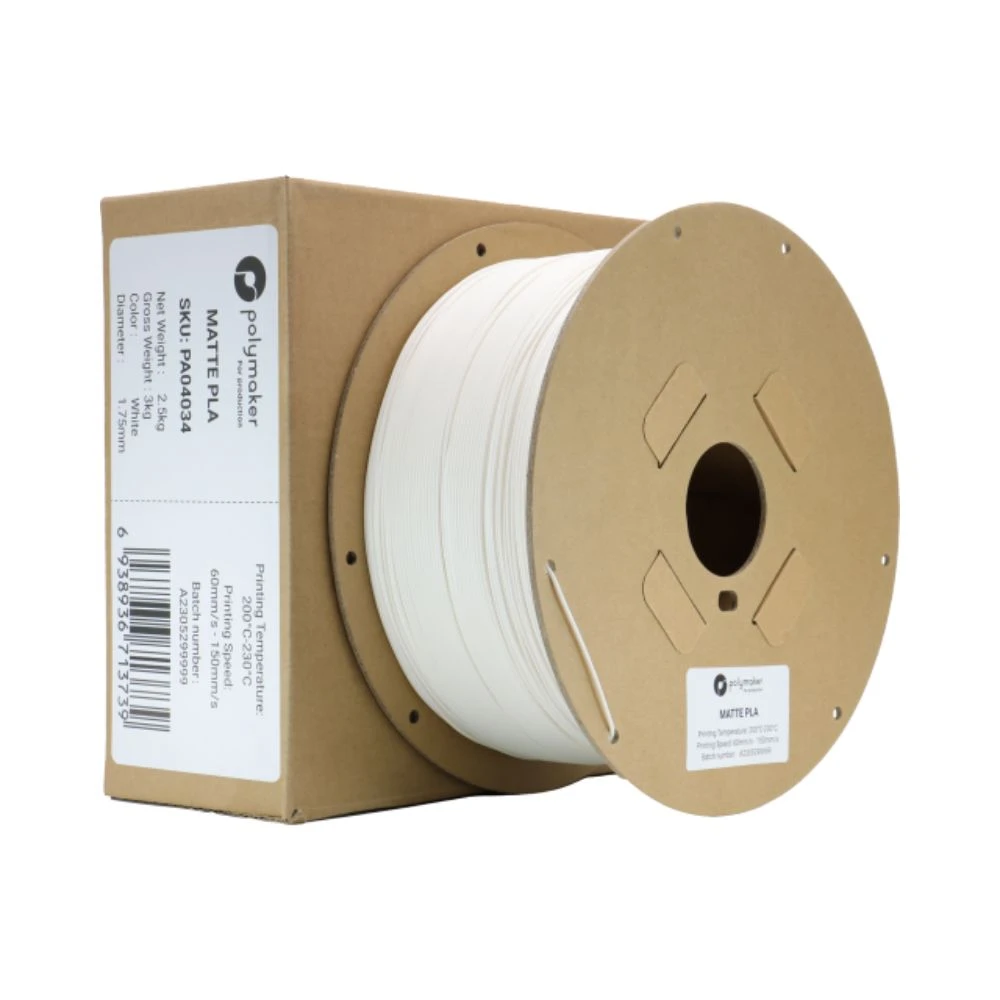 Polymaker - Matte PLA For Production - Blanc (White) - 1,75 Mm - 2,5 Kg 6 Polymaker - Matte PLA For Production - Blanc (White) - 1,75 Mm - 2,5 Kg – Image 6