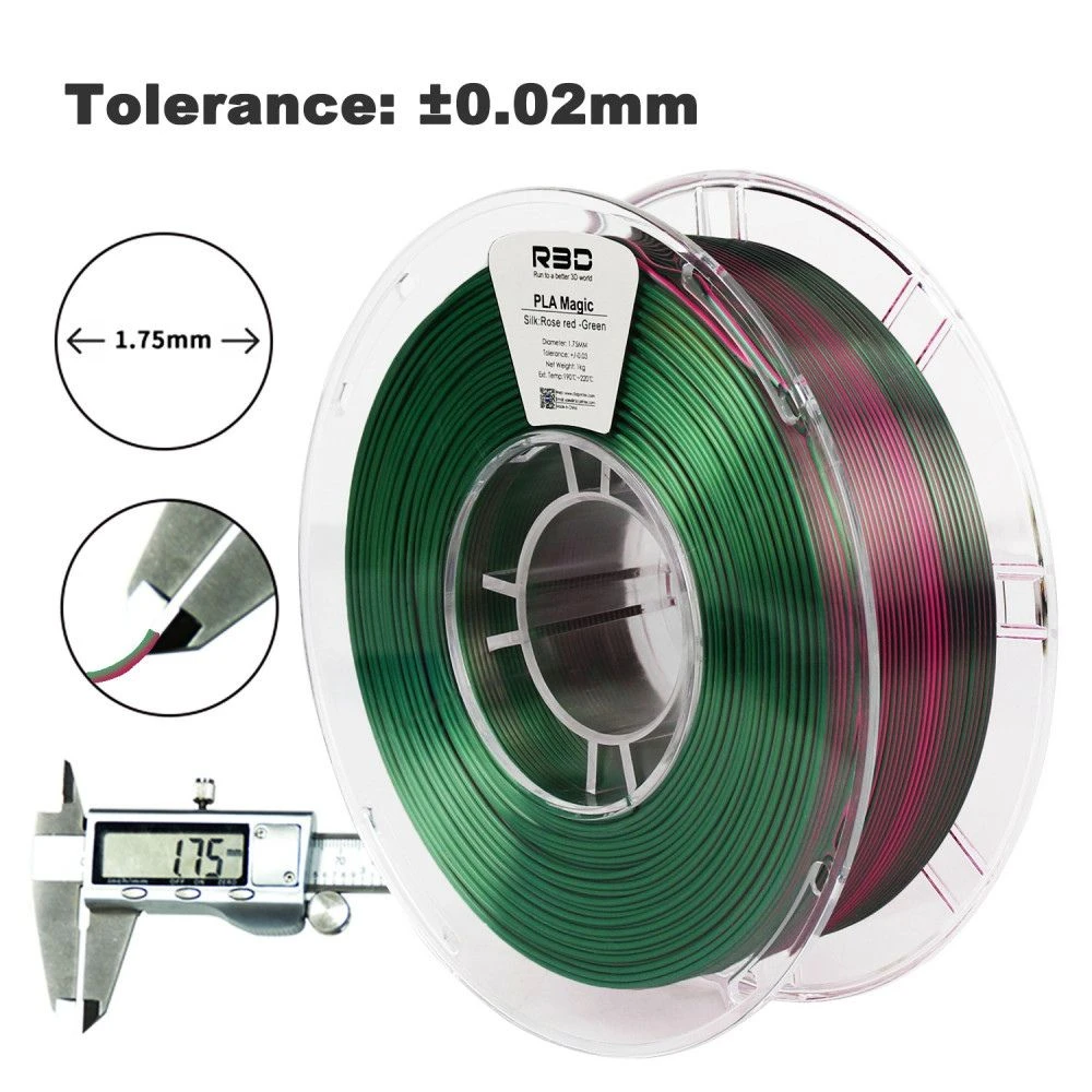 R3D - PLA Magic Silk - Magenta & Vert (Rose Red-Green) - 1,75 Mm - 1 Kg 3 R3D - PLA Magic Silk - Magenta & Vert (Rose Red-Green) - 1,75 Mm - 1 Kg – Image 3