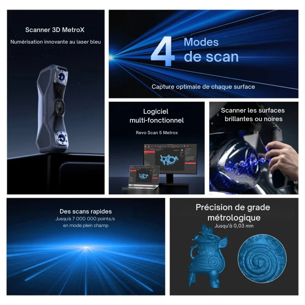 Revopoint - MetroX Advanced Edition - Ligne Laser Bleue Et Lumière Structurée En Champ Complet 3 Revopoint - MetroX Advanced Edition - Ligne Laser Bleue Et Lumière Structurée En Champ Complet – Image 3