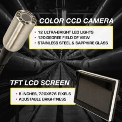 Video Snake SWJ-TS1308 90-inch Telescoping Inspection LED Camera System -3D Prima Boutique SWJ TS1308 4