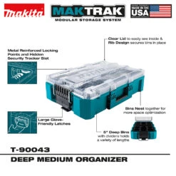 Makita T-90043 MAKTRAK Deep Medium Organizer W/ 11 Organizer Bins -3D Prima Boutique T 90043 hash escaped 3