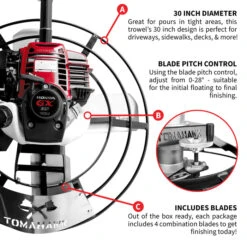 Tomahawk Power JXPT30H 30" Honda Porta Trowel W/ GX35, 18ft Bull Float Handle -3D Prima Boutique THP JXPT30H hash escaped 6
