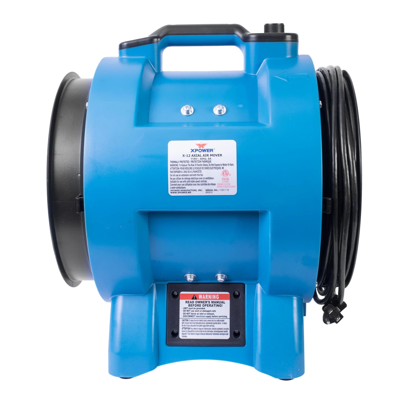 Xpower X-12 1/2 HP Induction Motor Industrial Confined Space Fan 4 Xpower X-12 1/2 HP Induction Motor Industrial Confined Space Fan – Image 4