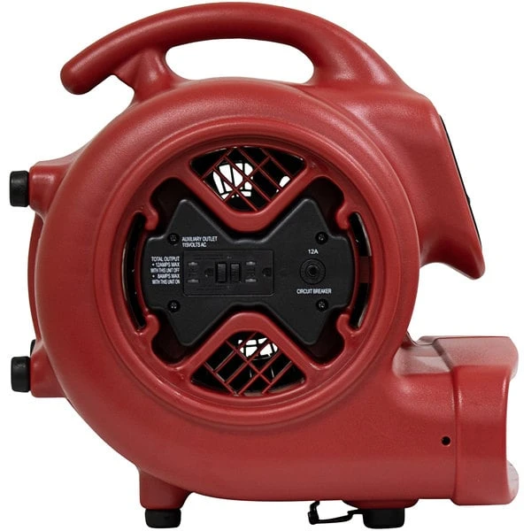 Xpower X-600A-Red 1/3 HP Air Mover W/ Built-In Power Outlets - Red 2 Xpower X-600A-Red 1/3 HP Air Mover W/ Built-In Power Outlets - Red – Image 2