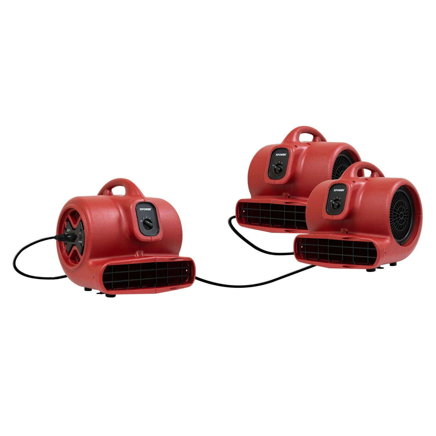 Xpower X-600A-Red 1/3 HP Air Mover W/ Built-In Power Outlets - Red 4 Xpower X-600A-Red 1/3 HP Air Mover W/ Built-In Power Outlets - Red – Image 4