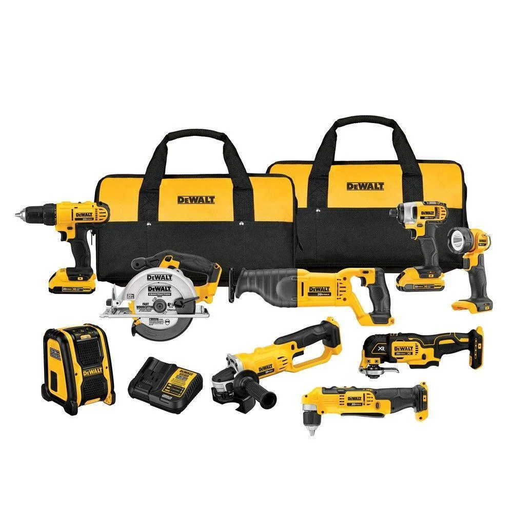 DeWALT DCK940D2 20V Li-Ion Drill Impact Circular Saw Grinder 9 Tool Combo Kit 1 DeWALT DCK940D2 20V Li-Ion Drill Impact Circular Saw Grinder 9 Tool Combo Kit