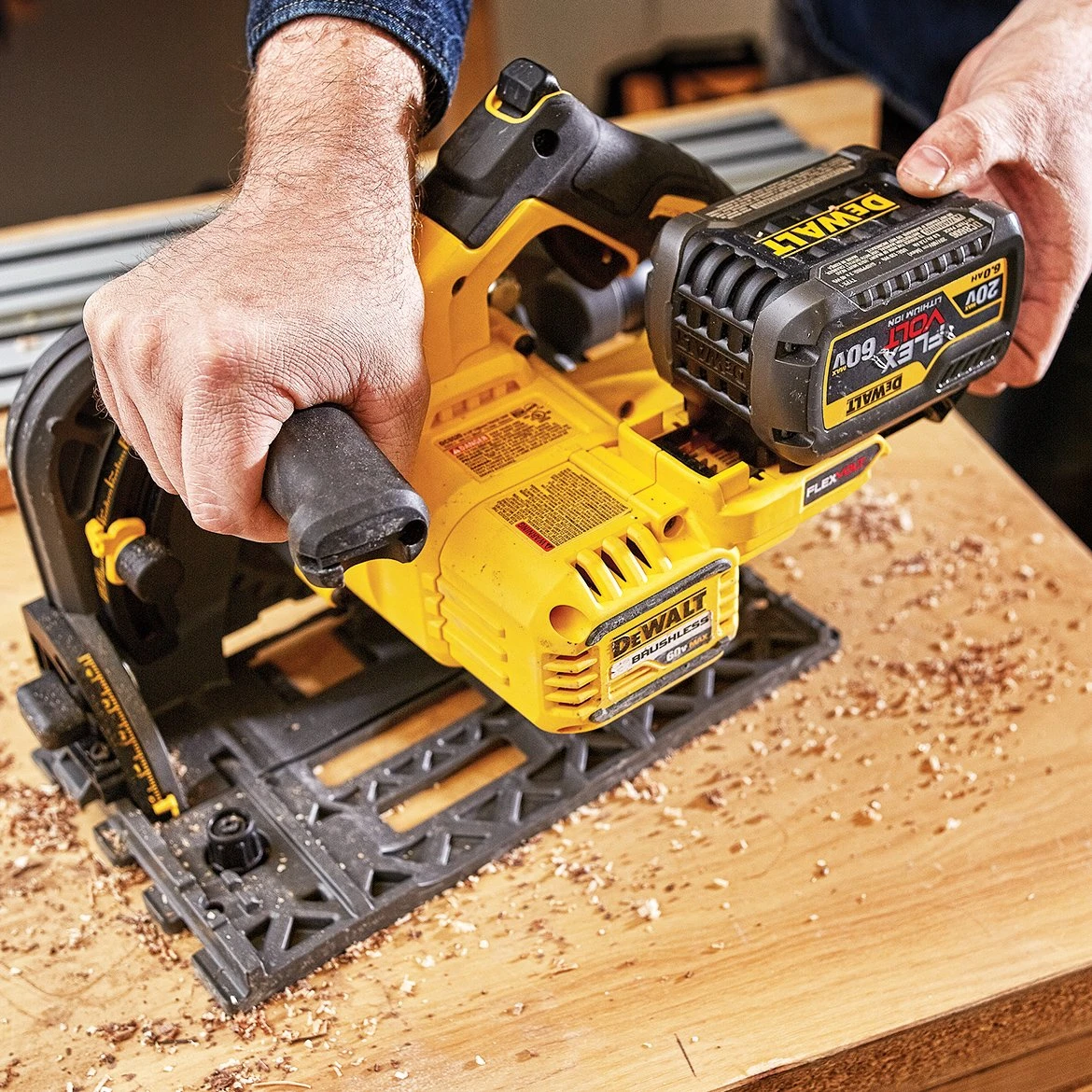 DeWALT DCS520ST1 60V 6-1/2-Inch Cordless Track Saw Kit W/ Track 5 DeWALT DCS520ST1 60V 6-1/2-Inch Cordless Track Saw Kit W/ Track – Image 5