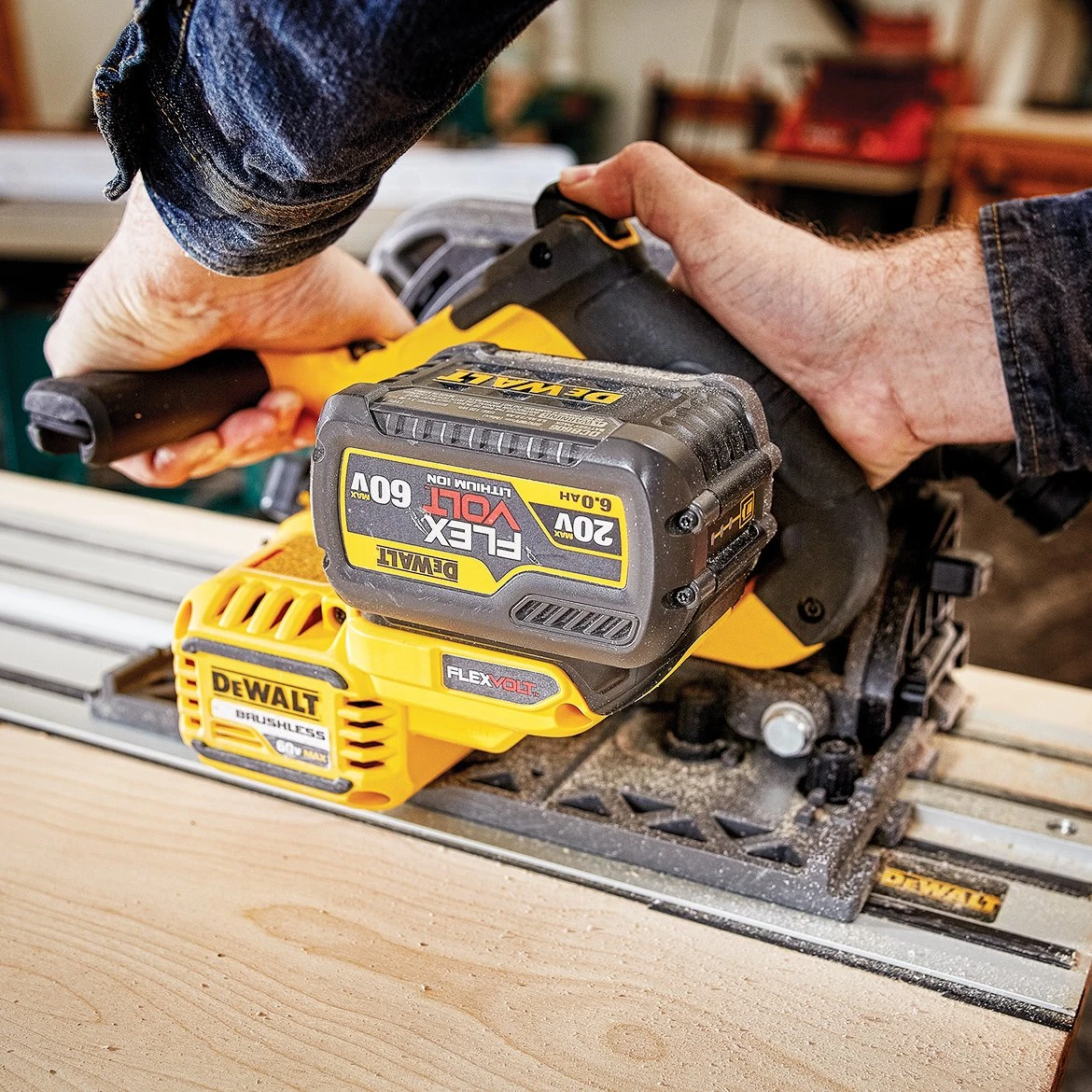 DeWALT DCS520ST1 60V 6-1/2-Inch Cordless Track Saw Kit W/ Track 7 DeWALT DCS520ST1 60V 6-1/2-Inch Cordless Track Saw Kit W/ Track – Image 7