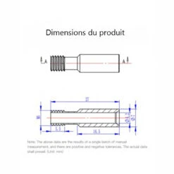 Creality - Tube D'extrudeur (throat Tube) -3D Prima Boutique throattubedim