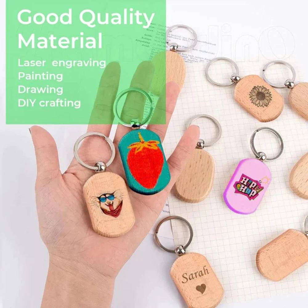 XTool - 10 Porte-clés Rectangle Arrondi - Bois - 4,9 Cm 4 XTool - 10 Porte-clés Rectangle Arrondi - Bois - 4,9 Cm – Image 4