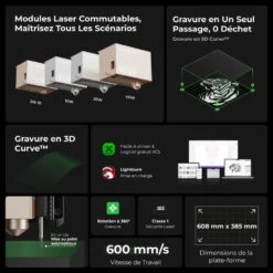 XTool- S1 20W + IR 1064 - Kit Complet 13 XTool- S1 20W + IR 1064 - Kit Complet -3D Prima Boutique xTool Pack Basic S1 Noir 20W 2 11