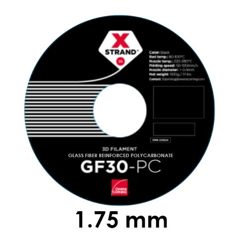 XSTRAND - GF30-PC Polycarbonate Owens Corning - Noir (Black) - 1.75 Mm - 1 Kg 1 XSTRAND - GF30-PC Polycarbonate Owens Corning - Noir (Black) - 1.75 Mm - 1 Kg